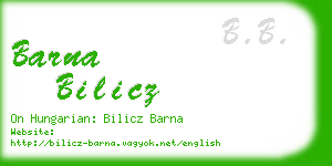 barna bilicz business card
